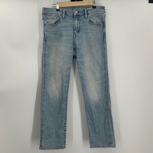 American Eagle Flex Straight Leg Jeans Light Wash Blue 32x30 Denim 0731